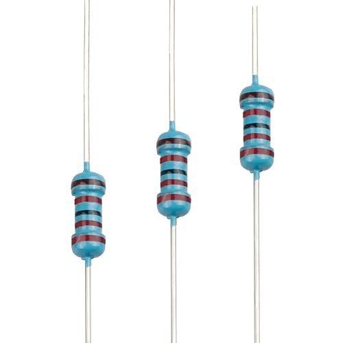 Miniatura 101 de 100pcs 2.2K ohm Resistor 1/4w (0.25 W) Resistencia fija de película metálica de tolerancia ±1%, múltiples valores de resistencia opcional