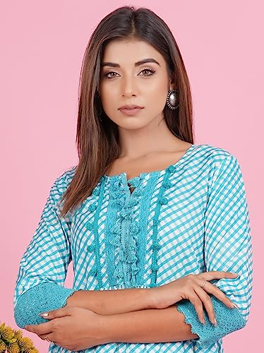 Image of Crenol Women Cotton Printed Short Dresses for Women, Western Dresses for Women