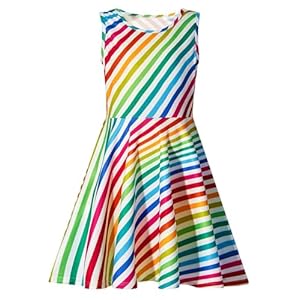 uideazone Girls Sleeveless Dress Round Neck Floral Printed Sundress for Casual Home Party Beach 4-12 Years