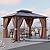 Aoxun 10'x12' Hardtop Gazebo, Outdoor Polycarbonate Double Roof Gazebo with Aluminum Frame Permanent Pavilion and Curtains & Netting for Backyard, Patio, Deck, Parties (Brown)