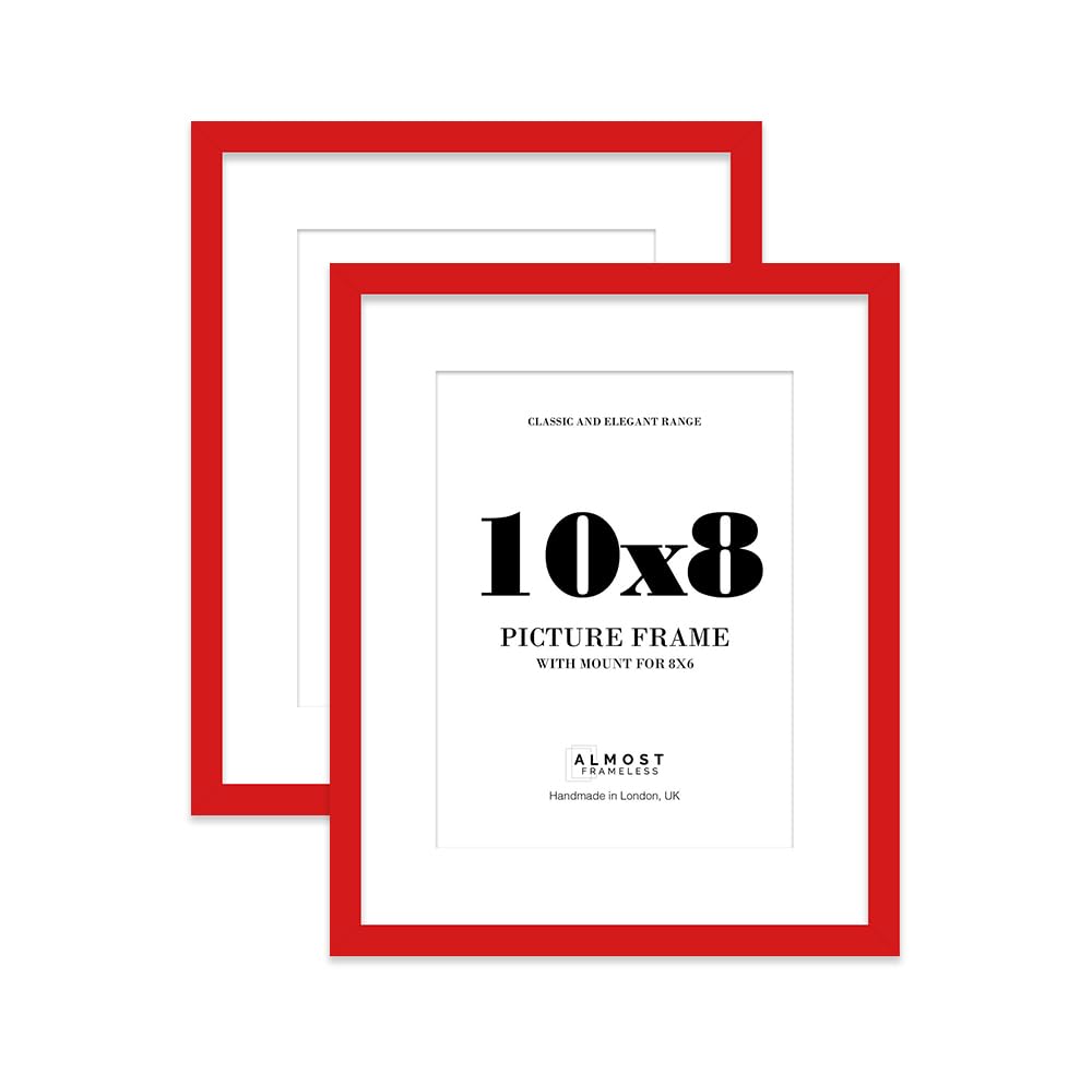 Red Picture Frame 10x8 With 8x6 Mount for Photos - Wall & Table Display, Landscape or Portrait, 2 Pack