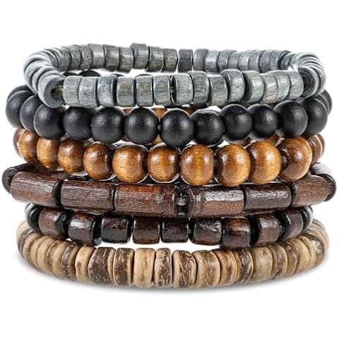 Telooco Multi-Layer Wooden Bead Bracelets Set Cover