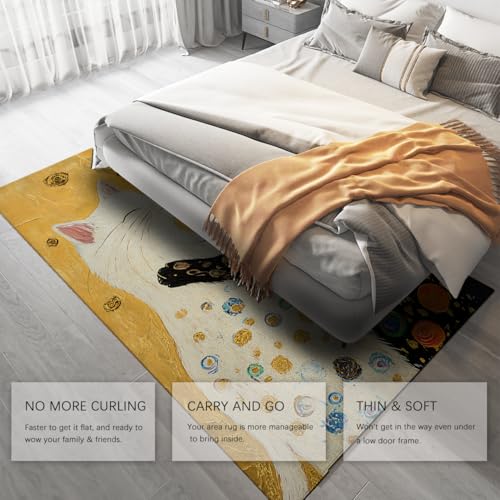 Tapis de chat mignon 60x90cm antidérapant et lavable pour une descente de lit douce