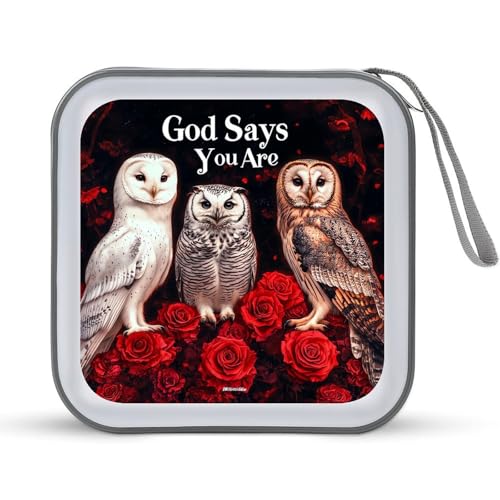 God Says You Are Owl CD Case Plastic DVD Case Holder Wallet Disc Storage Organizer for Car Travel