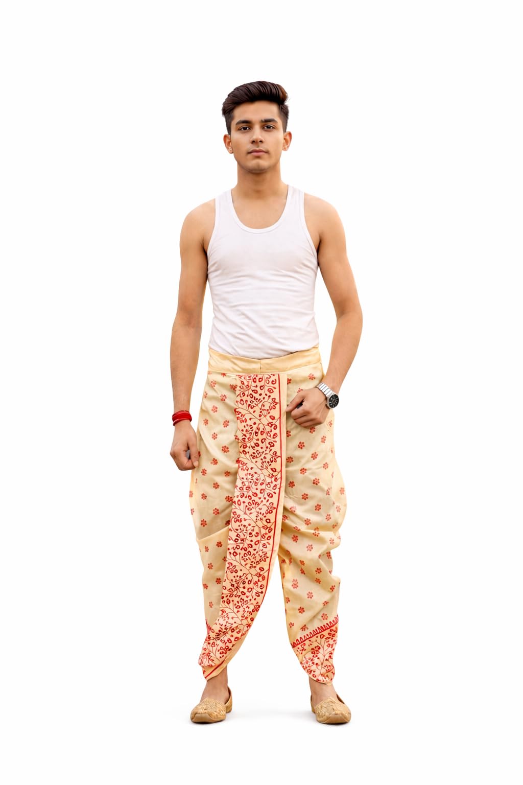 Premium Dupion Silk Full Print Dhoti Pant for Men | Free Size Ethnic Wear | Wedding, Festive & Party Traditional Dhoti | Lightweight Comfortable | Multi Colour-image-45