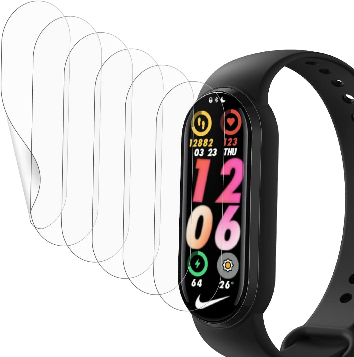 Beukei [6 Pack] Protector de Pantalla Compatible con Xiaomi Mi Band 6/5/4,HD Transparente TPU Suave láminas Protectora para Xiaomi Mi Band 6/5/4,Sin Burbujas,Sensible al Tacto,Anti Arañazos