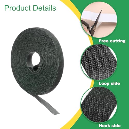 Image of uxcell 0.55inch x 33ft Hook and Loop Roll Straps, Multi-Purpose Hook and Loop Tape with Adhesive, Cable Ties Organize Strap Fastener Roll for Home Office, Black