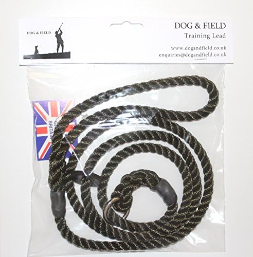 Dog & Field Deluxe Gundog Slip Lead (Olive Green) Soft 8mm Spliced Marine Rope with Rubber Stopper - One Size Fits All and Suitable For All Breeds of Dog with 2 Colour Options (Olive Green)
