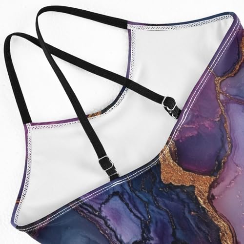 Girls 1-Piecing Swimsuits Swimwear Toddler Bathing Suit Girls 7-8T Marble Purple Burgundy4