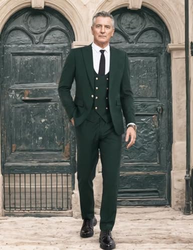 3 Piece Suits for Men Slim Fit Double Breasted Men's Suits Business Wedding Prom Groomsmen Formal Dress Blazer Vest Pants Set3