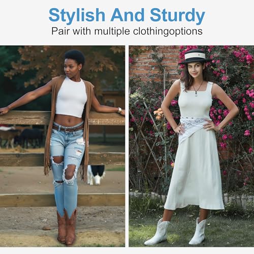 Jeossy Women's Cowboy Boots Short Cowgirl Ankle Boots Western 9805 Booties Square Toe with Zipper 6