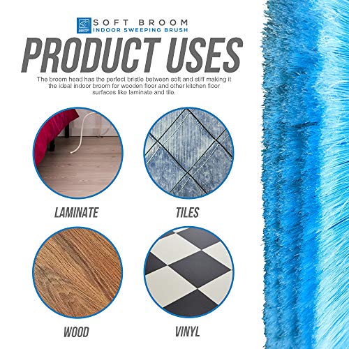 Weicher Kehrbesen mit Edelstahl-Stiel für den Innenbereich - Der perfekte Besen für den Küchenboden Ihres Hauses - Der Kehrbesen mit langem Stiel (Blau) – Bild 4
