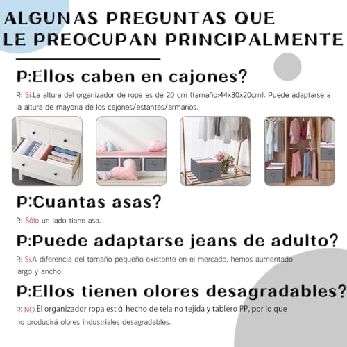 Miniatura 7 de Niviy Organizador Armario Ropa Caja Ordenar Pantalones Plegable Para Jeans,Bufanda,Camisetas Separadores De Cajones Con 7 Compartimentos 44x30x20cm 2pcs