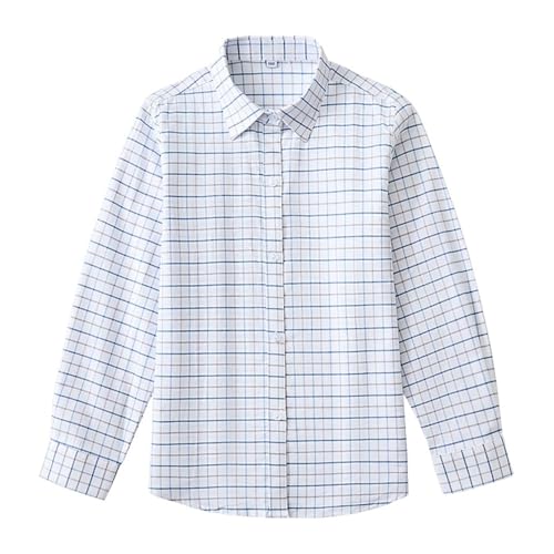 Boys and Girls Cotton Shirt Kids Lightweight Long Sleeve Button-Down Shirts with Pocket Teens Vacation Casual Tops