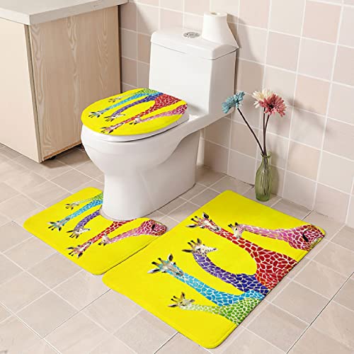 Badematten Set 3 teilig,Toilettenmatte Set,3er Badgarnitur Badezimmer Matte Set Dusch Bade Matte Vorleger Teppich 3D…