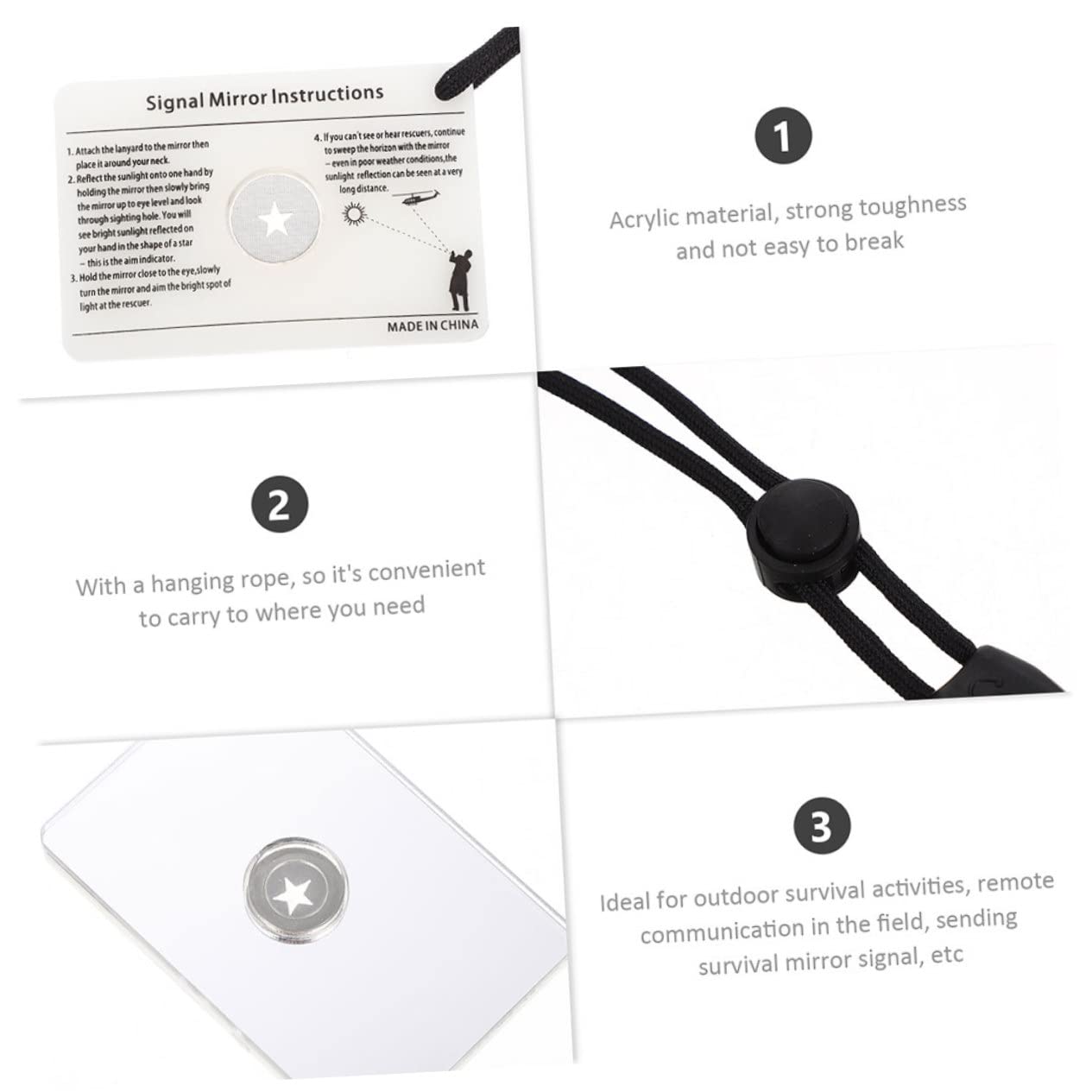 YARNOW 8pièces Miroir De Signalisation De Survie Plein Air De Réfléchissant pour Camping Et Randonnée Accessoire pour Urgences Et Orientation