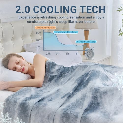 Image of Cooling Blanket for Hot Sleepers Throw Size 50 inchx70 inch, Summer Ice Cold Blanket Absorbs Heat to Keep Body Cool for Night Sweats, Lightweight Breathable Cold Blankets for Sleeping Bed & Sofa