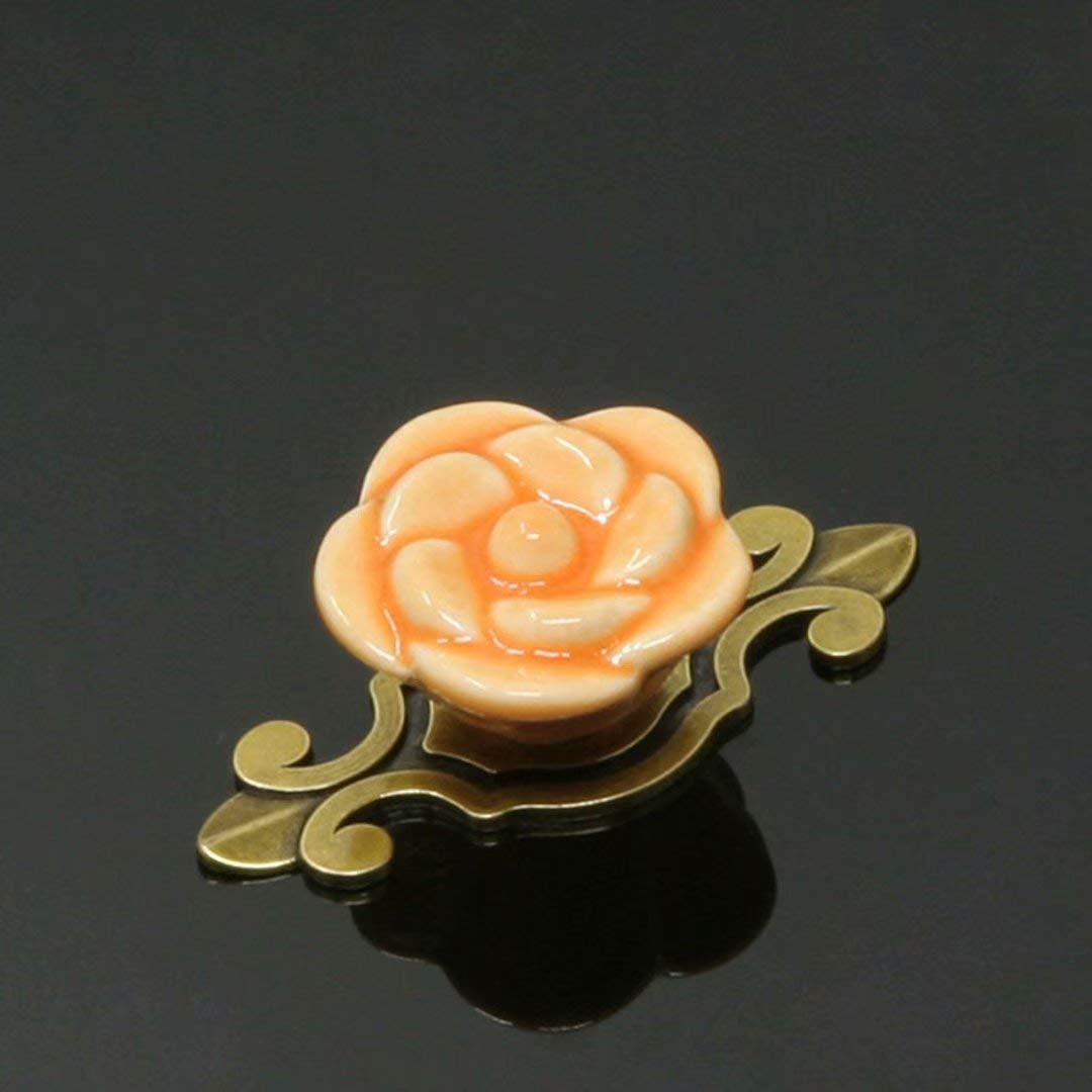 Klamki do drzwi, ceramiczne klamki do drzwi, uchwyt do szafki, ceramiczne drzwi do szafy ciągnie klamki do drzwi szuflady szafki, 10 szt (Color : Oranje, Size : Style B)