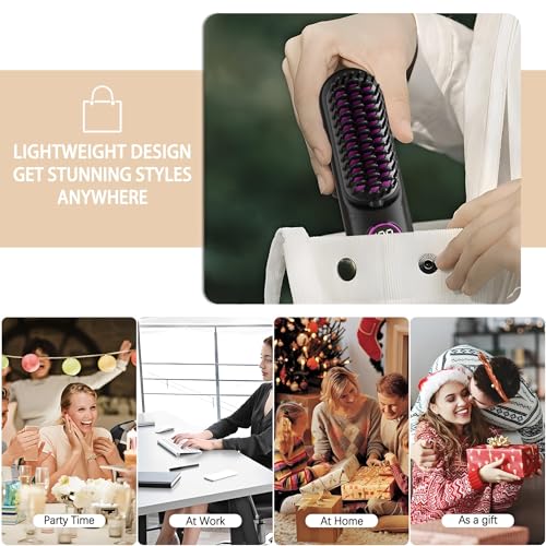 image for OJOYME Portable Hair Straightening Brush, New Rechargeable Cordless Ha