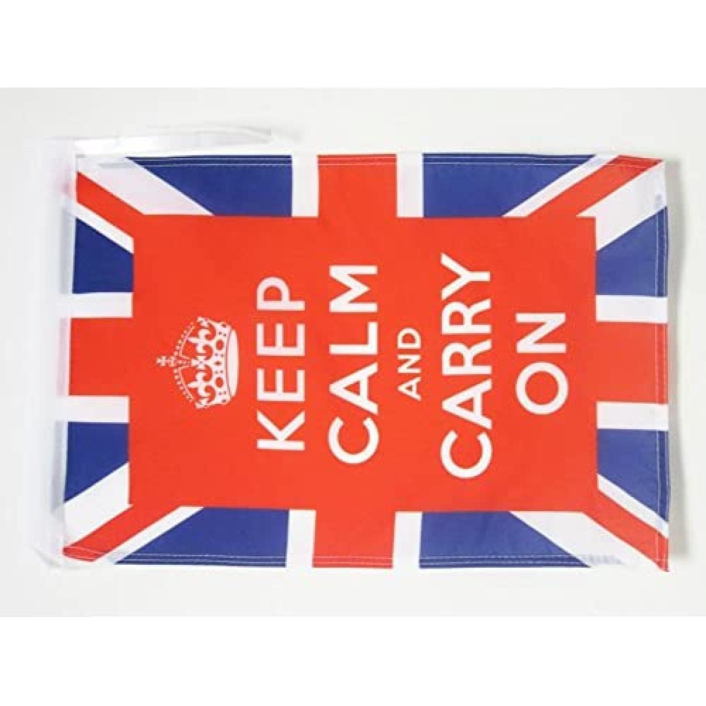 AZ FLAG Bandiera Keep Calm And Carry On 90x60cm, Poliestere 100D, Con Occhielli, Bandiera Inglese Vintage
