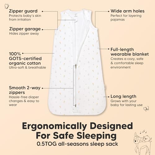Image of 2-Pack Baby Sleep Sacks, Zipper Wearable Blanket - 100% Organic Cotton 0.5TOG, Soft Lightweight Toddler Sleeping Sack 3-6 months, Easy to Wear Newborn Swaddles Sleepsack (Wildflowers, S)