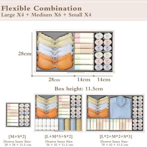 14 Pack Drawer Organiser, Foldable Wardrobe Organiser for Clothing Bra Grey - Image 5