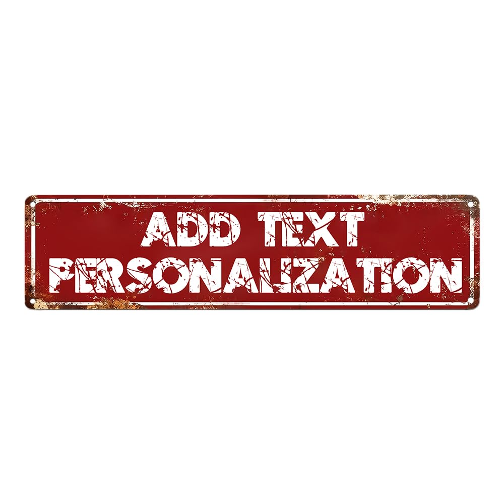 Custom Personalized Red Distressed Vintage Metal Sign,Rustic Retro Aluminum Wall Decor for Bar,Garage,Man Cave,Home & Business, Custom Text Plaque 4x16 inch