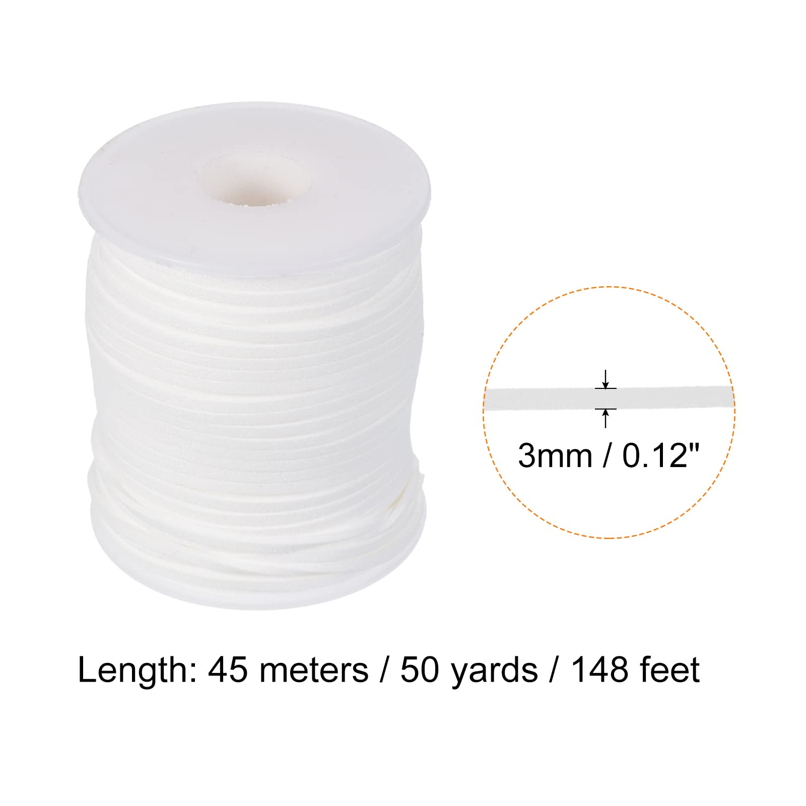 PATIKIL Suede Cord with Roll Spool 3mm 50 Yard, Flat Faux Leather Lace for Necklace Bracelet Jewelry Making Beading DIY Crafts, White - Image 2