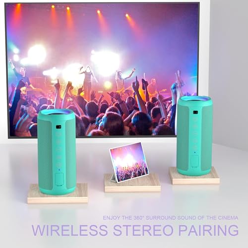 Image of Ortizan Portable Bluetooth Speaker, IPX7 Waterproof, Wireless, Big Sound and Deep Bass, 24W Stereo, TWS Pairing, 30Hrs Playtime, Bluetooth 5.3, RGB Lights, for Home /Party /Outdoor /Beach (X10 Teal)
