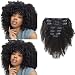 Afro Kinky Curly Clip in Human Remy Hair Extensions Brazilian Curly Clips Hair Extensions 4B 4C 8A Virgin Thick Natural Black Color Clip on For Black Women 18 inch