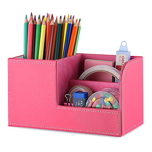 デスクオーガナイザー ペン立て 卓上収納 小物入れ デスクラック リモコンラック デスク収納 リモコンスタンド 机上用 収納ボックス PUレザー