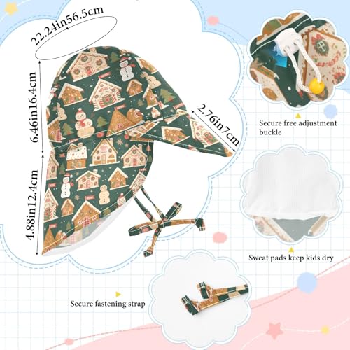 Baby Beach Hat Boy Beach Unique Girls UPF 50 Adjustable Travel Essentials Christmas Gingerbread Men Snowmen4