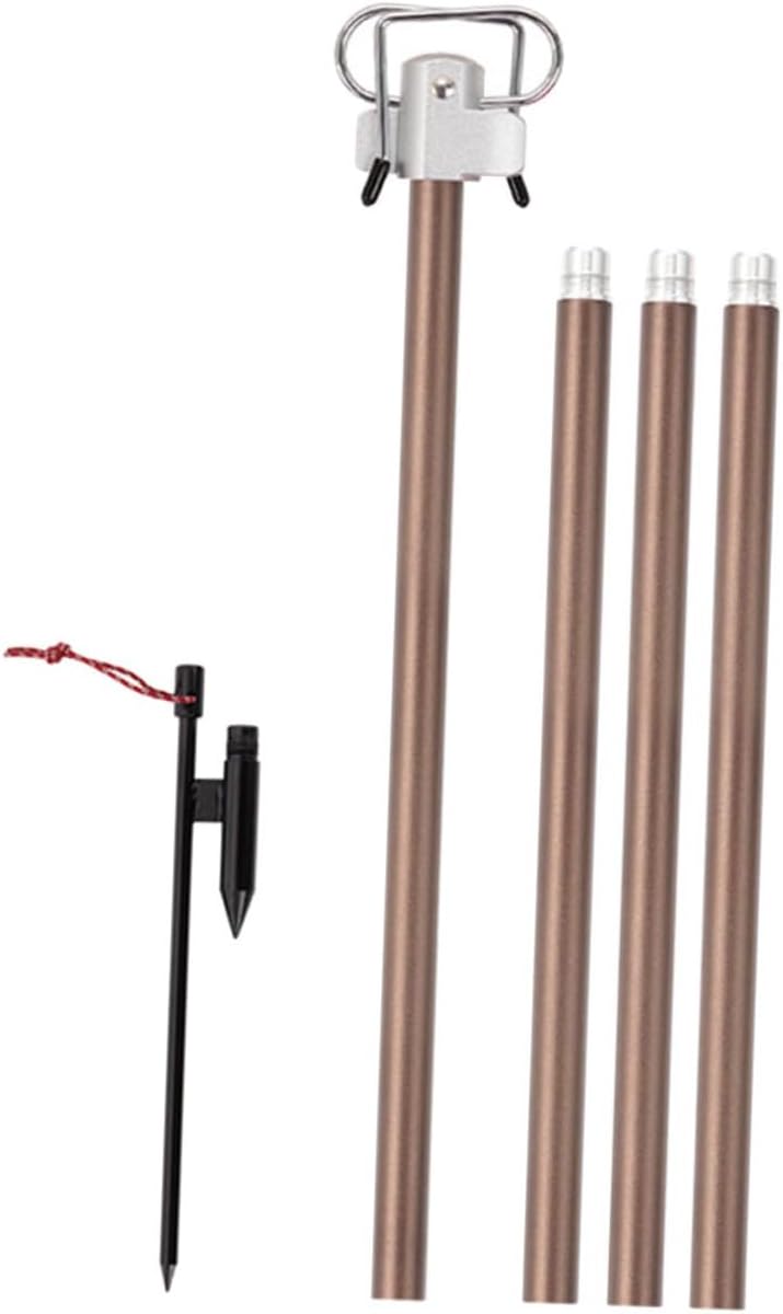 Camping Lantern Stand Aluminum Folding Light Rack Double Hooks for Outdoor Hiking Fishing