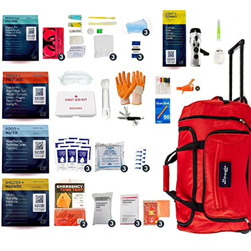 Complete Earthquake Bag - Emergency kit for Earthquakes, Hurricanes, Wildfires, Floods + Other disasters (3 Person, 3 Days)