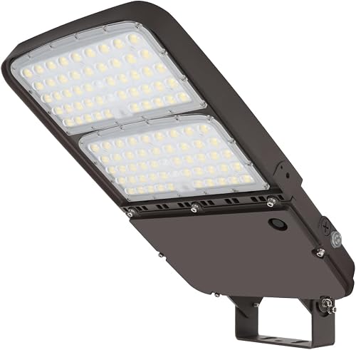 300W LED Parking Lot Light with Dusk to Dawn Photocell, Outdoor Dimmable Area Lights with Trunnion Mount, 39000LM 5000K Daylight 100-277V IP65, Power Selectable (300W/240W/200W) ETL