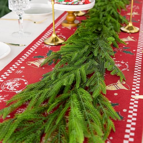 Coronas Y Guirnaldas, Home Improvement Watayo - Guirnalda de pino Norfolk de Navidad de 6 pies, adorno de pino denso y de tacto real, guirnalda de pino artificial realista para Navidad, Navidad,...