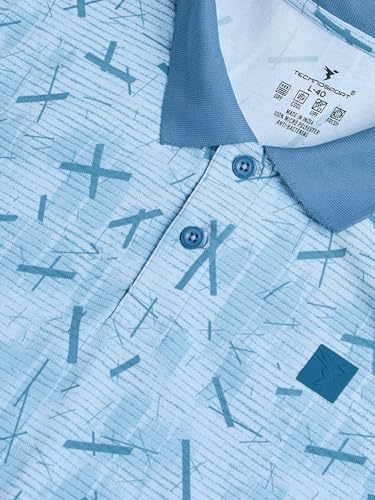 Image of TECHNOSPORT Men's Slim Fit All Over Print Half Sleeve Polo T-Shirt for Gym, Sports & Regular Use