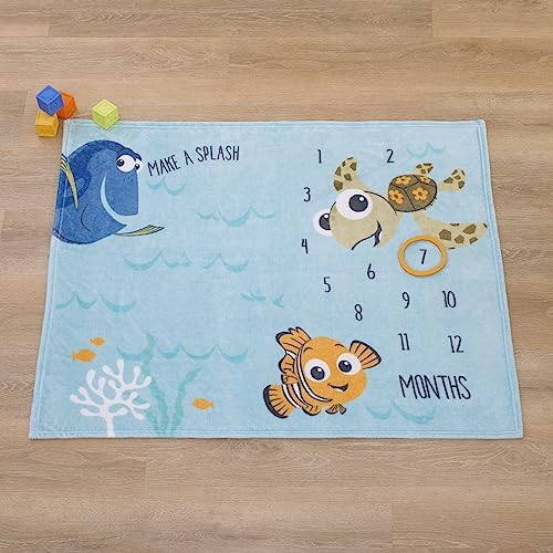 Image of Disney Finding Nemo Blue Make a Splash Super Soft Photo Op Milestone Baby Blanket