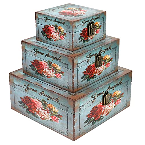 Jolitac Wood Storage Box Set of 3, Vintage...