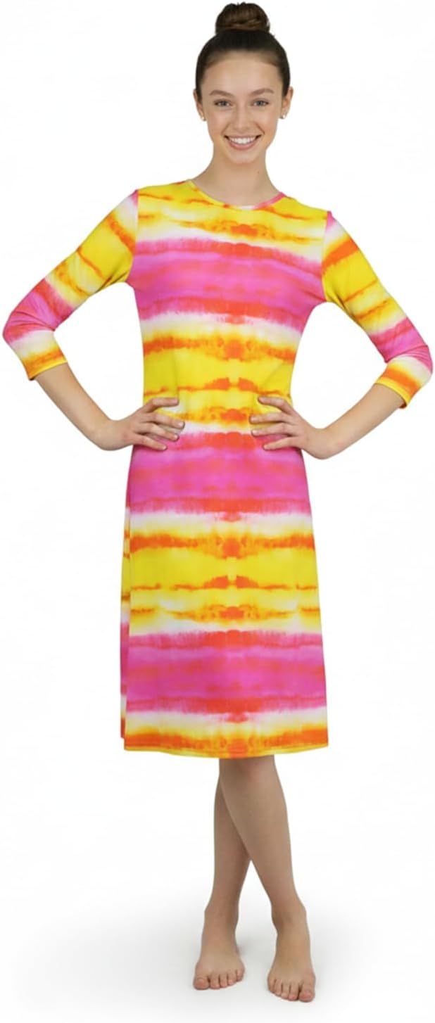Shira Modest Woman Swim Dress | 3/4 Sleeve, Tznius Cover Up, UPF 50+ Sun Protection, Quick-Dry