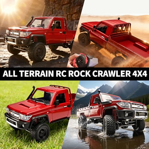 Image of RZAPE RC Rock Crawler 1 /12 RC Crawler Toyota LC79 Off Road RC Truck 4x4 with 2.4GHz Remote Control 280 Brushed Motor All Terrain Rremote Control Truck RTR Proportional Throttle Steering MN-82（Red）