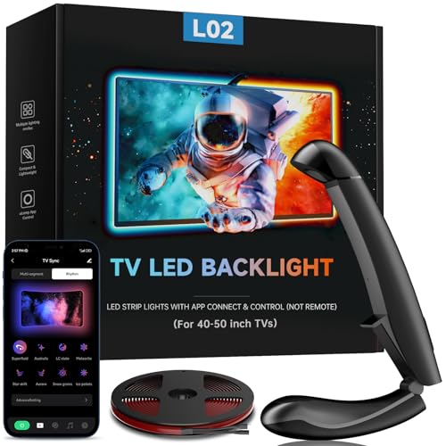 FFJ TV Hintergrundbeleuchtung, 3,5 Meter LED Streifen Sync für 40-50 Zoll TVs und PC-Monitore, TV LED Strip mit Sensor, Smart-App-Steuerung, Spiel & Musik-Sync, RGB-Farbwechsel...