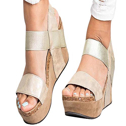 Alftek Chaussures d'été pour femme, abricot, Taille 40