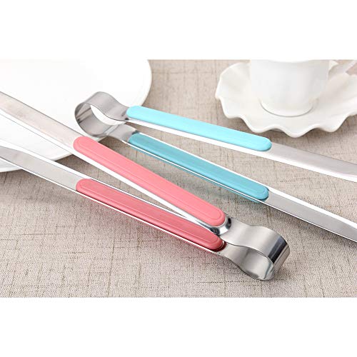 Stainless Steel Kitchen Tongs Cooking Utensils Barbecue Baking Ice Salad Serving Tongs with Non-Slip Easy Grip Handle (Blue) - Image 3