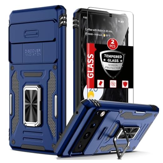FRLMOOES Capa para Google Pixel 8 5G com 2 protetores de tela temperados e proteção da capa da câmera anel magnético de suporte de carro, proteção de grau militar, resistente, à prova de choque,