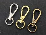 4pcs Loop Swivel Eye Spring Snaps Hooks Lobster Clasps Keychain Straps Trigger HK1549 (Gold)