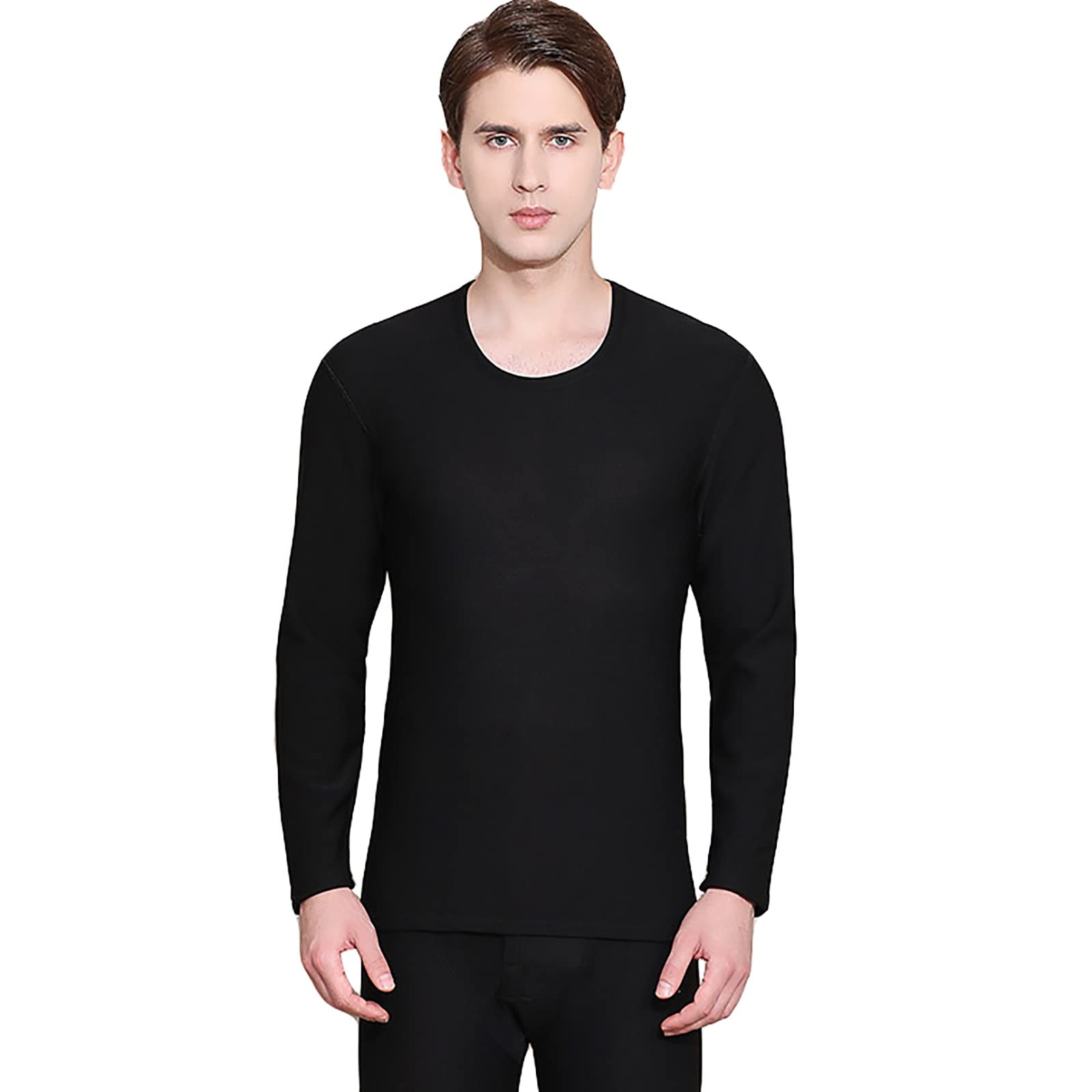 Ropa Interior Térmica Hombre, Conjuntos Térmicos, Camiseta Térmica ​Hombres Manga Larga Pantalones Largos para Esquí, Montaña, Ciclismo, Fitnes (Color : Black, Size : L)