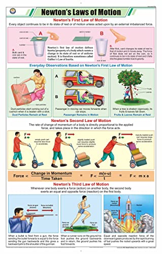 STP52 | TeachingNest | Newton's Laws of Motion Chart (58x90 cm) | English | Physics Charts | With Rollers [Wall Chart] Charts on Physics and teachingnest