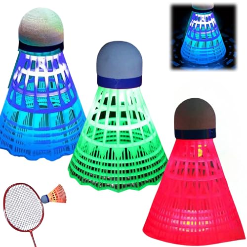 3 volantes de bádminton LED, brillo de bádminton LED para actividades deportivas, bádminton colorido de alta elasticidad, resistente al viento y duradero, para interiores y exteriores por la noche