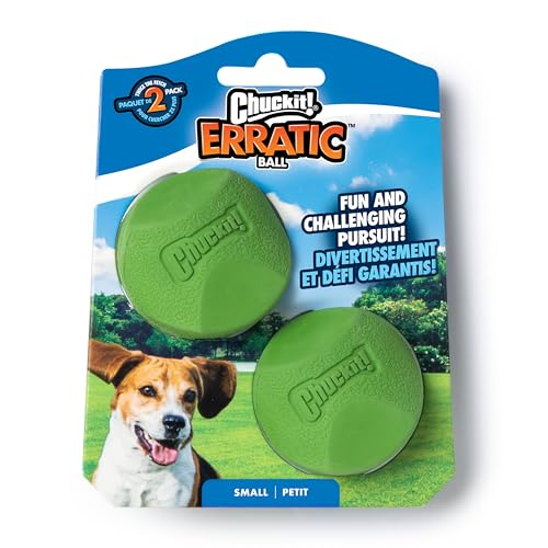 Chuckit! Erratic Dog Ball Interactive Toy For Dogs, Unpredictable Bounces, Small 2" For Small Breeds and Puppies, Pack of 2